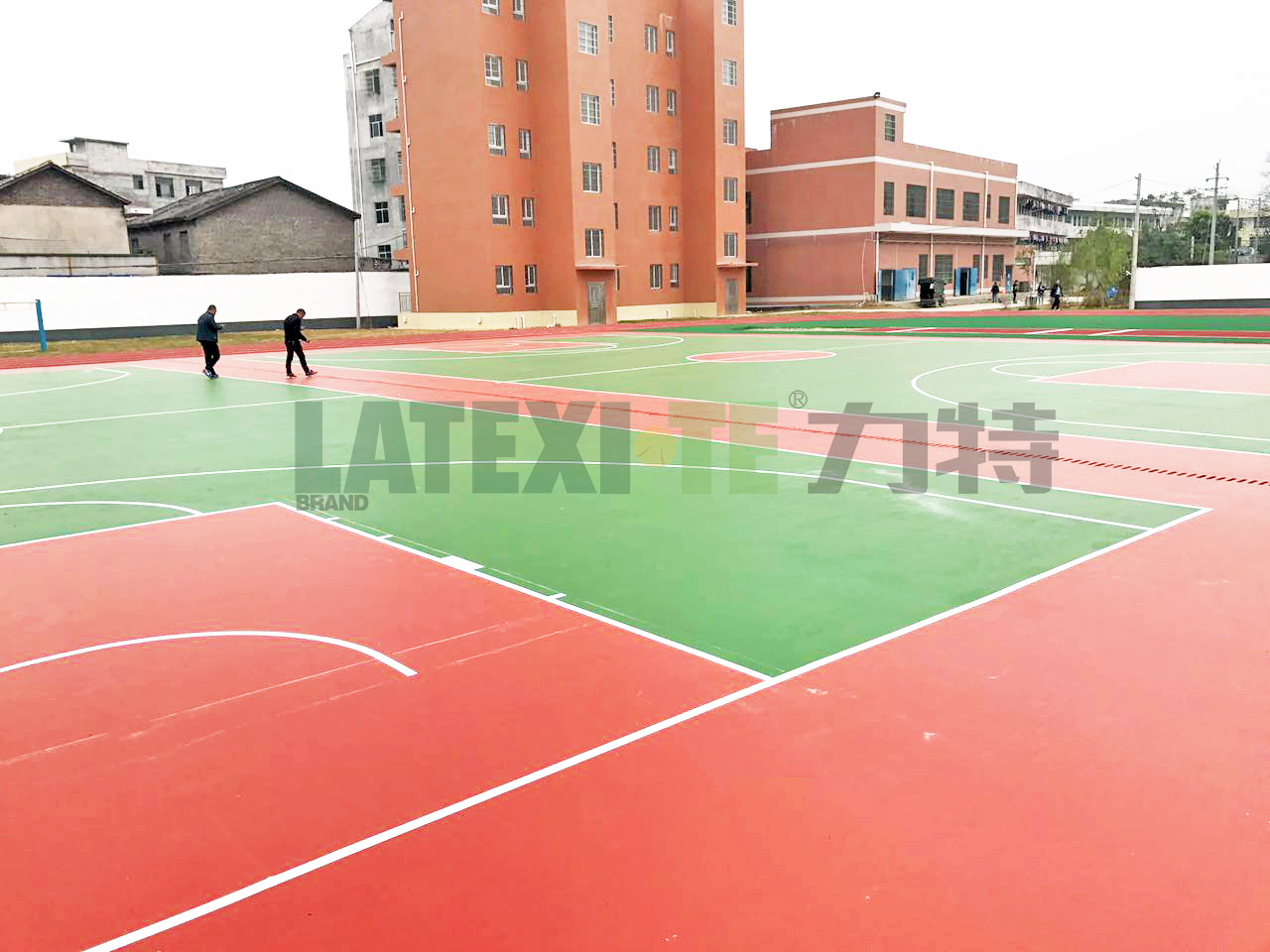 江西龙南桃江小学-水性硅PU篮球场